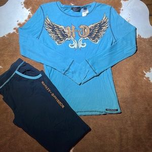 2 Piece Harley Davidson Thermal Top and Lounge Pant